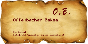 Offenbacher Baksa névjegykártya